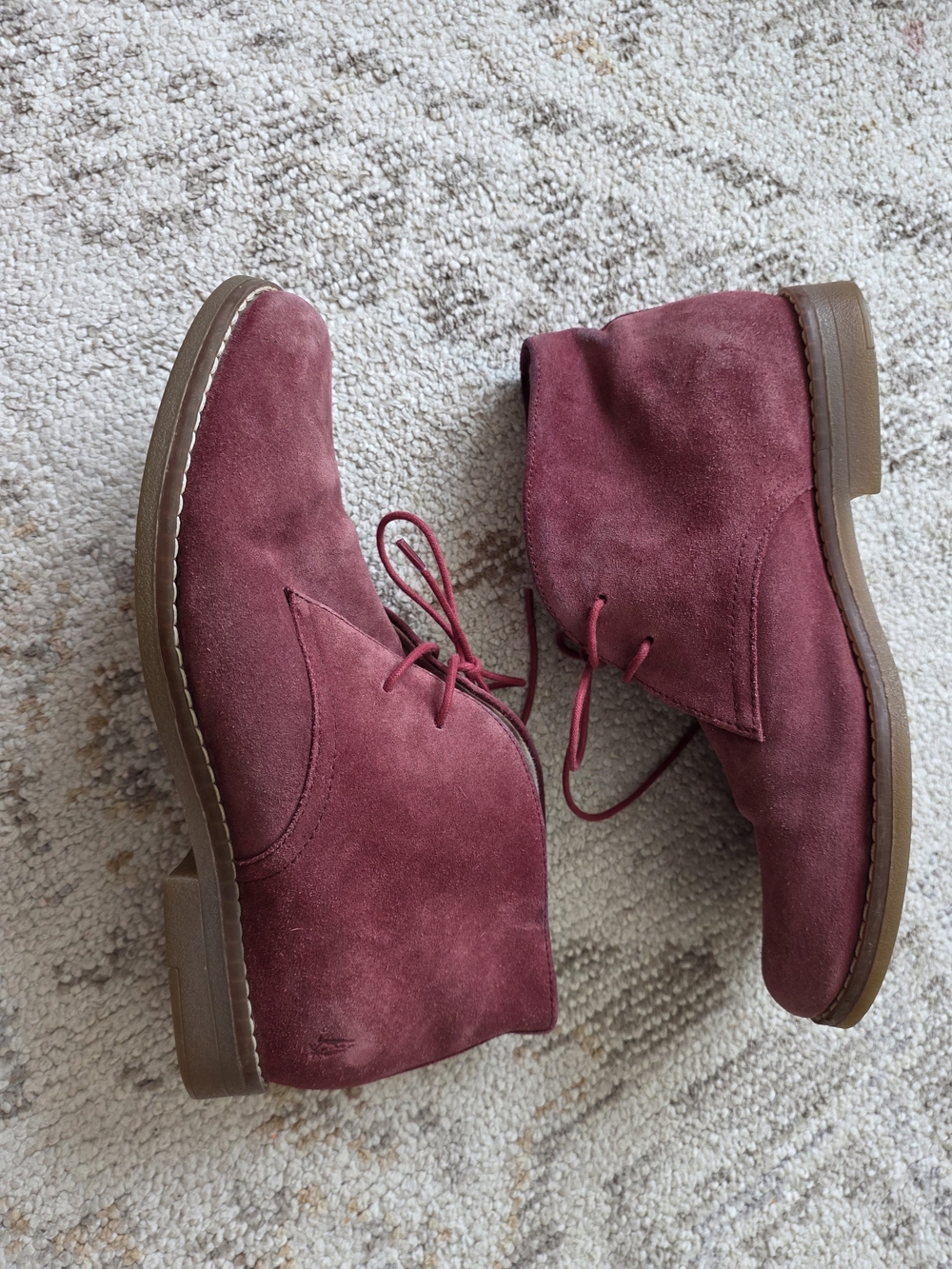 Hush Puppies Burgundy Suede Lace-Up Ankle Booties